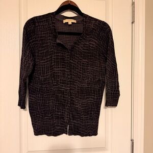 LOFT Charcoal Textured Knit Cardigan